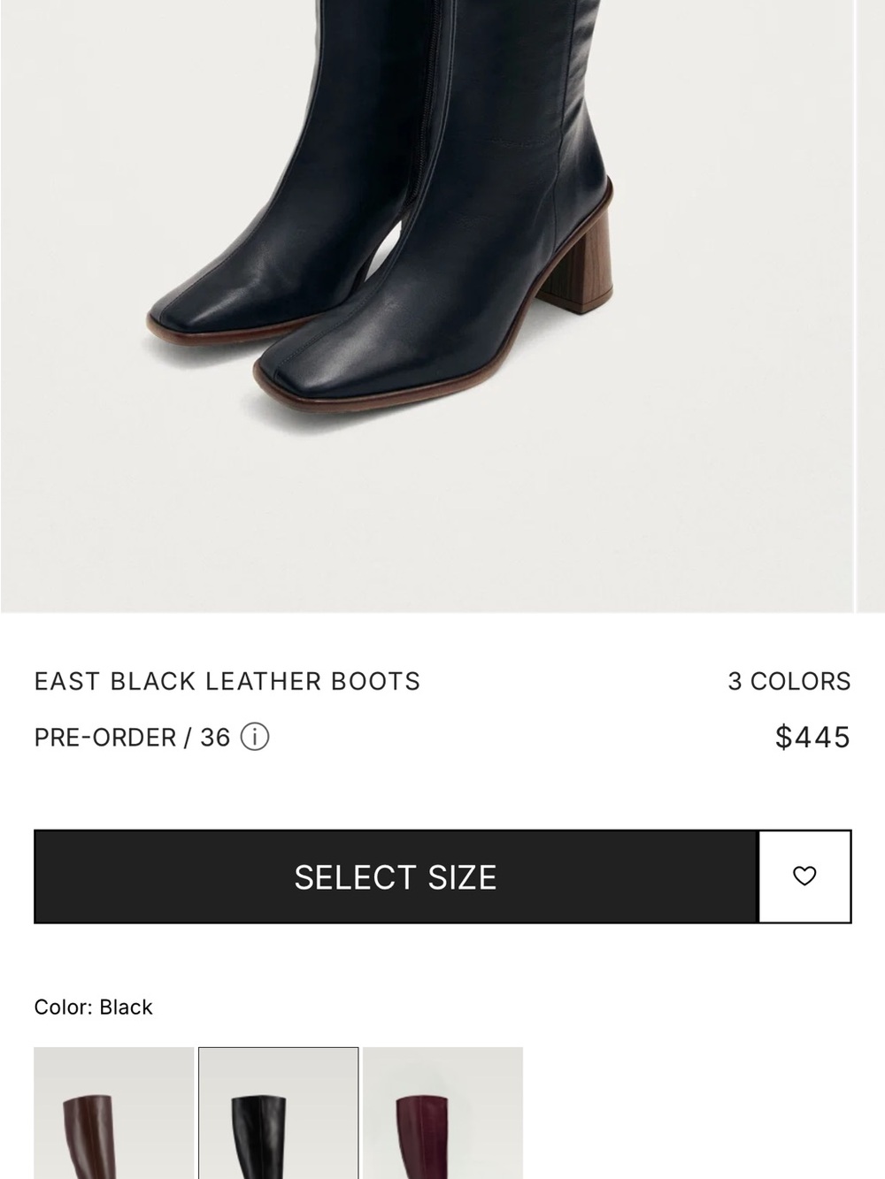 ALOHAS Black Over-the-Knee Leather Boots with Block Heel - Picture 7 of 7